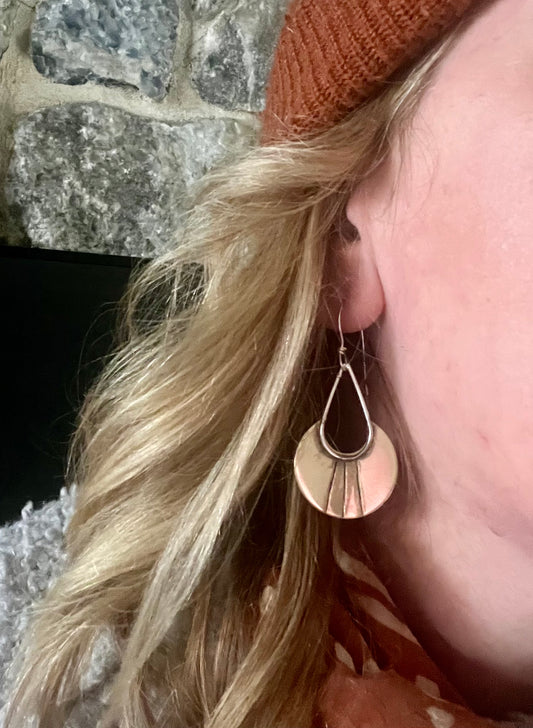 Brass and sterling crescent moon earrings