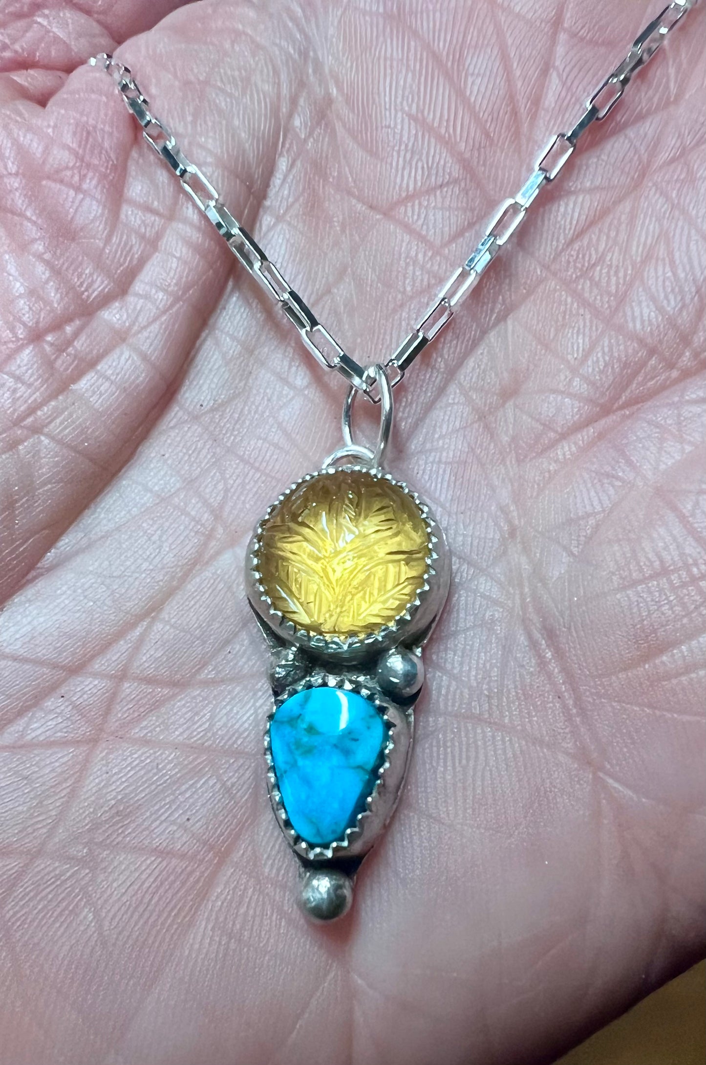 Citrine and Kingman Turquoise Necklace