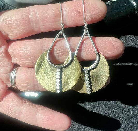 Brass and sterling Crescent Dangles