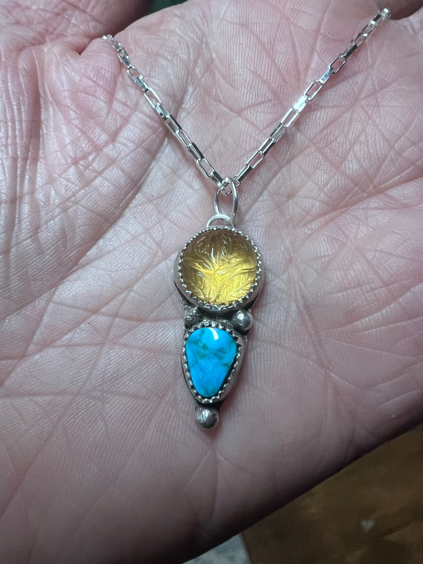 Citrine and Kingman Turquoise Necklace